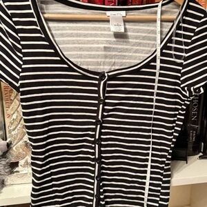 Striped front button T-shirt